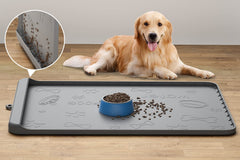Carry360 dog food mat 36x24 flat gray provides a spacious feeding area and easy cleanup.