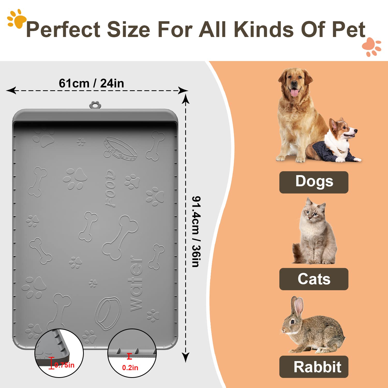 Carry360 dog food mat bowls-on-mat gray steadies bowls and reduces spills.