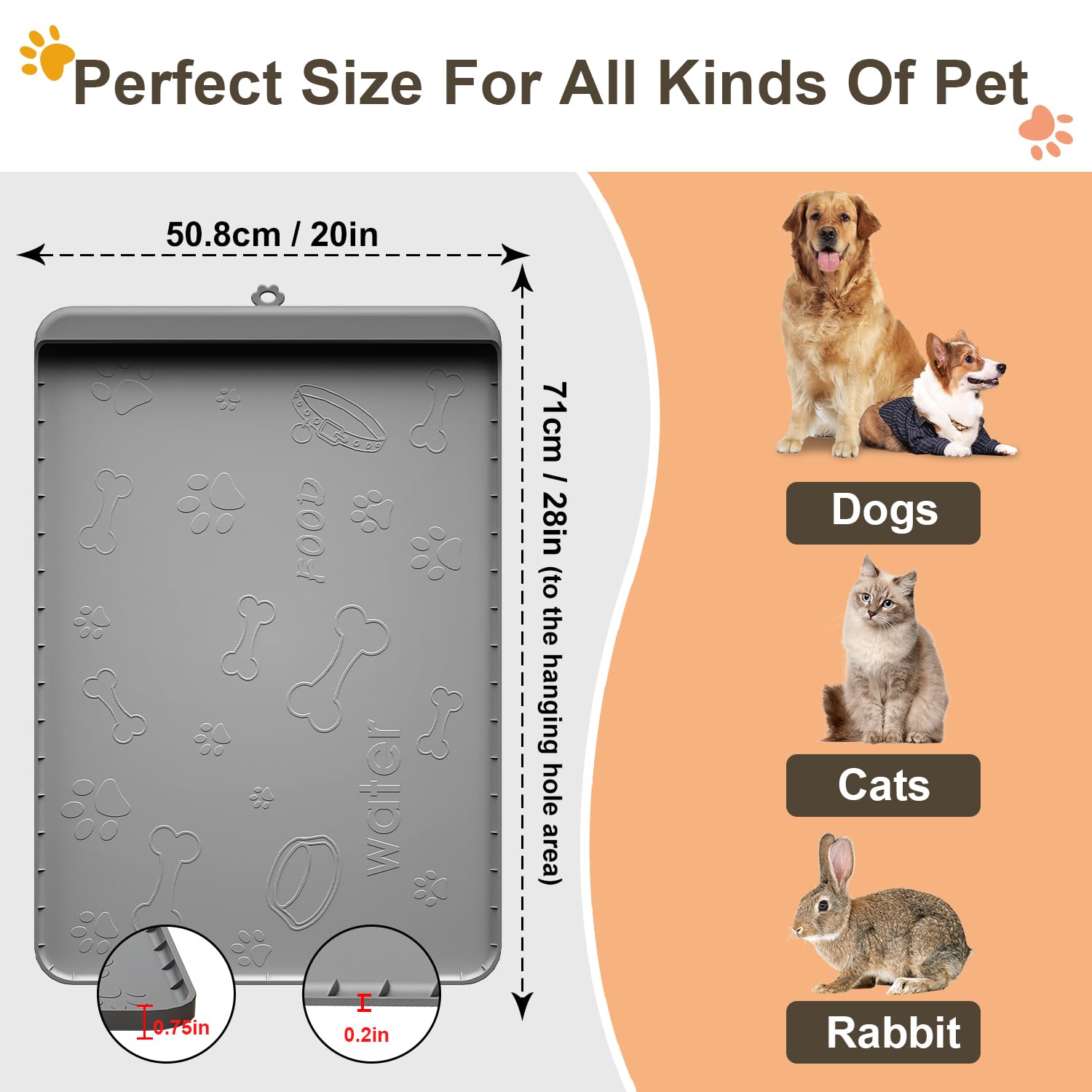Carry360 dog food mat foldable gray for storage
