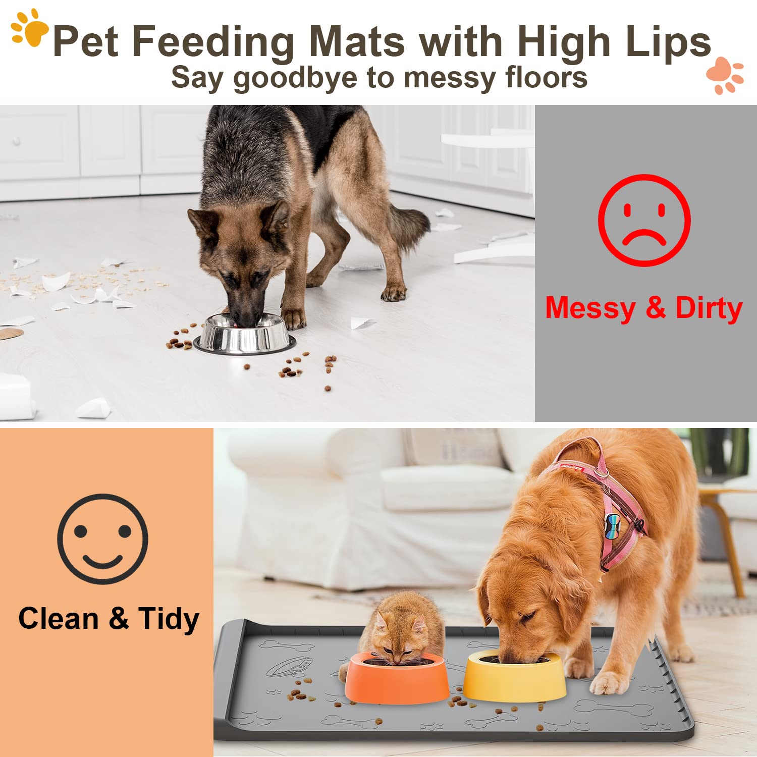 Carry360 dog food mat pocket design gray for residue collection