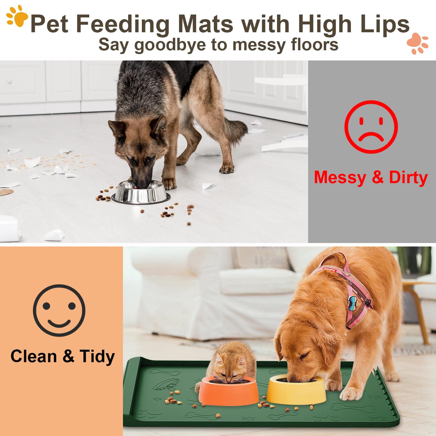 Carry360 silicone dog mat pocket design for easy residue cleanup and quick disposal.