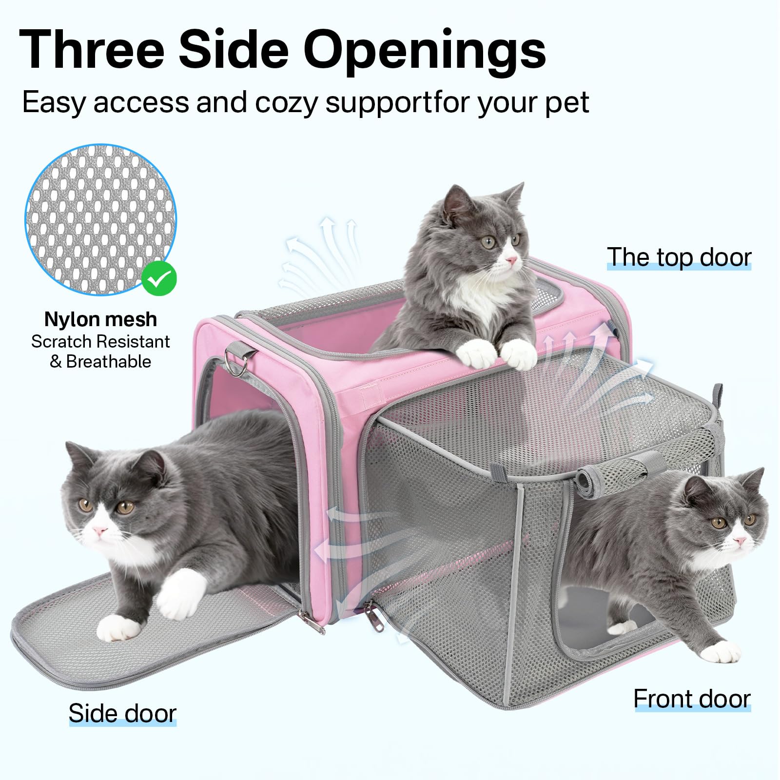 CarryTip Carrier mesh panels improve ventilation during trips