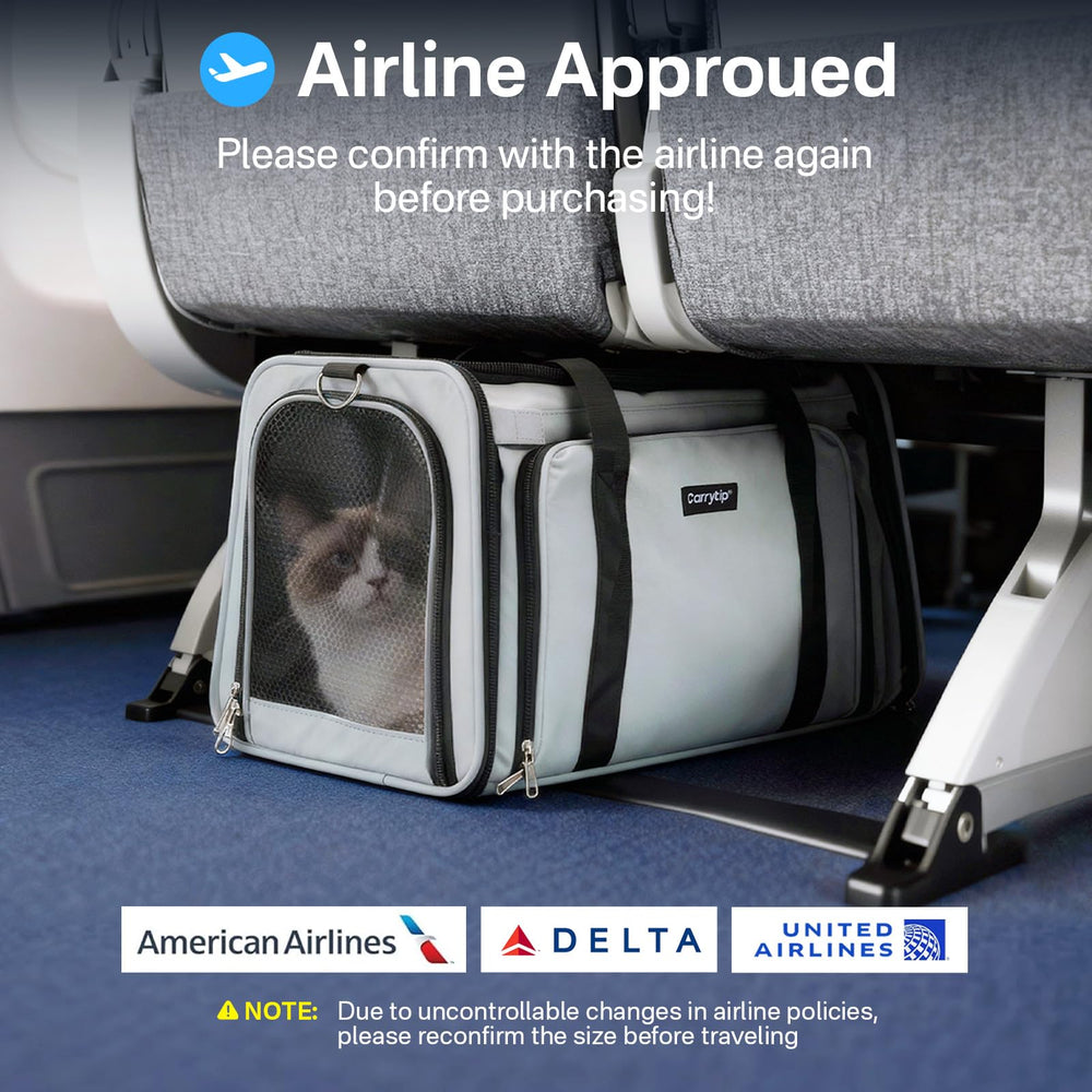 CarryTip expandable cat carrier breathable mesh panels improve airflow for pet comfort.