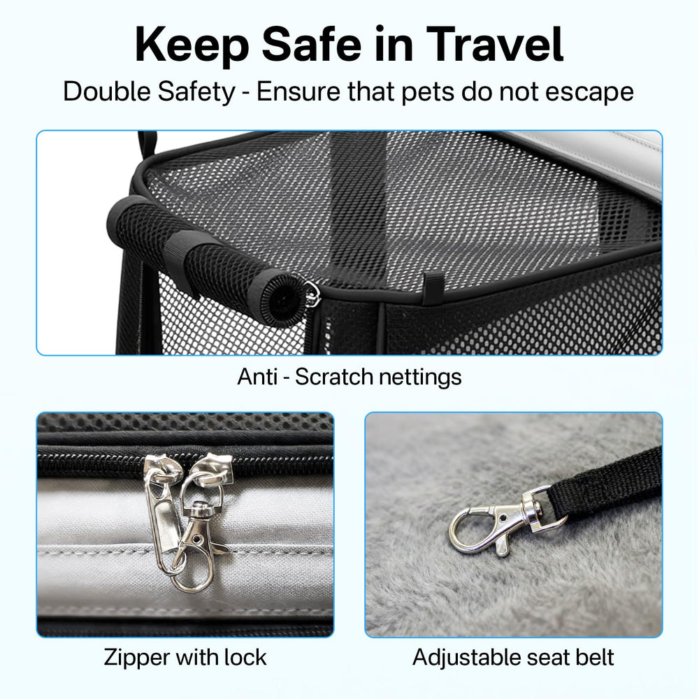 CarryTip expandable cat carrier adjustable shoulder strap enables hands-free carrying.