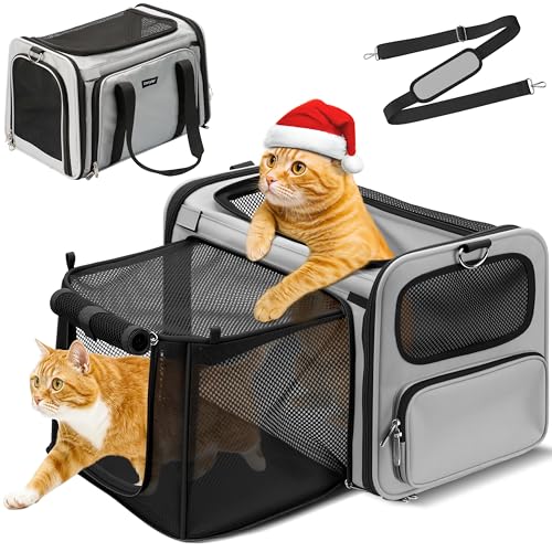 CarryTip expandable cat carrier zippered entry keeps your pet secure during transport.