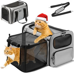 CarryTip expandable cat carrier zippered entry keeps your pet secure during transport.