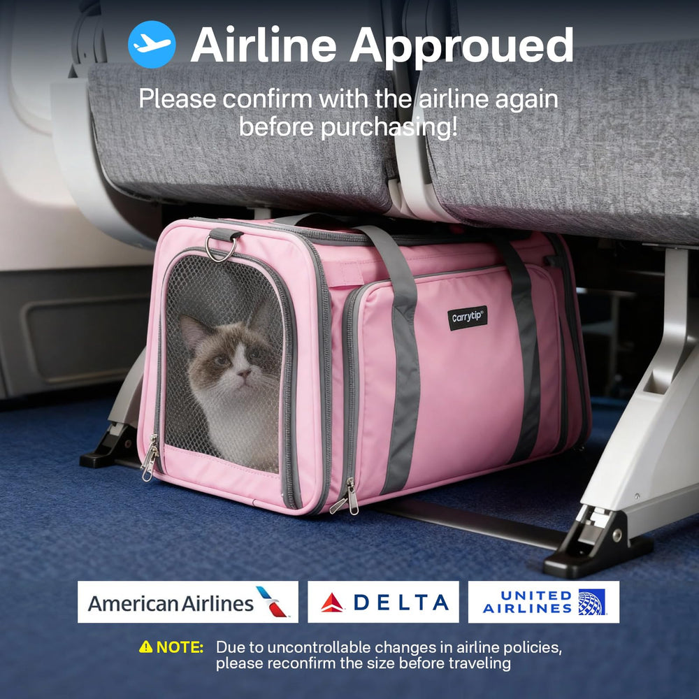 CarryTip Pink soft-sided pet carrier close-up with plush padding and mesh