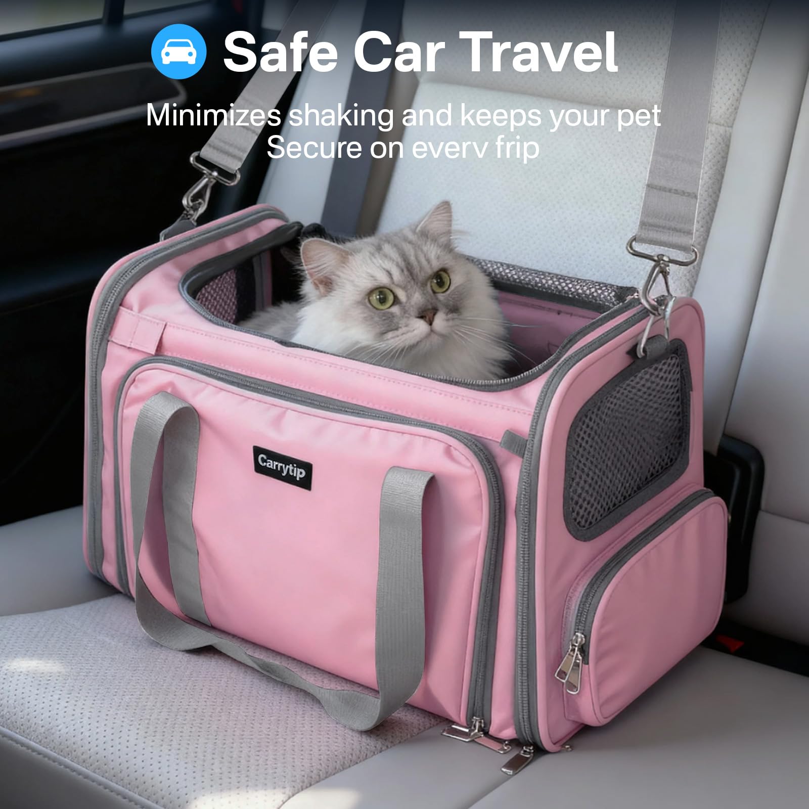 CarryTip Plush fleece pad inside for cozy comfort on journeys