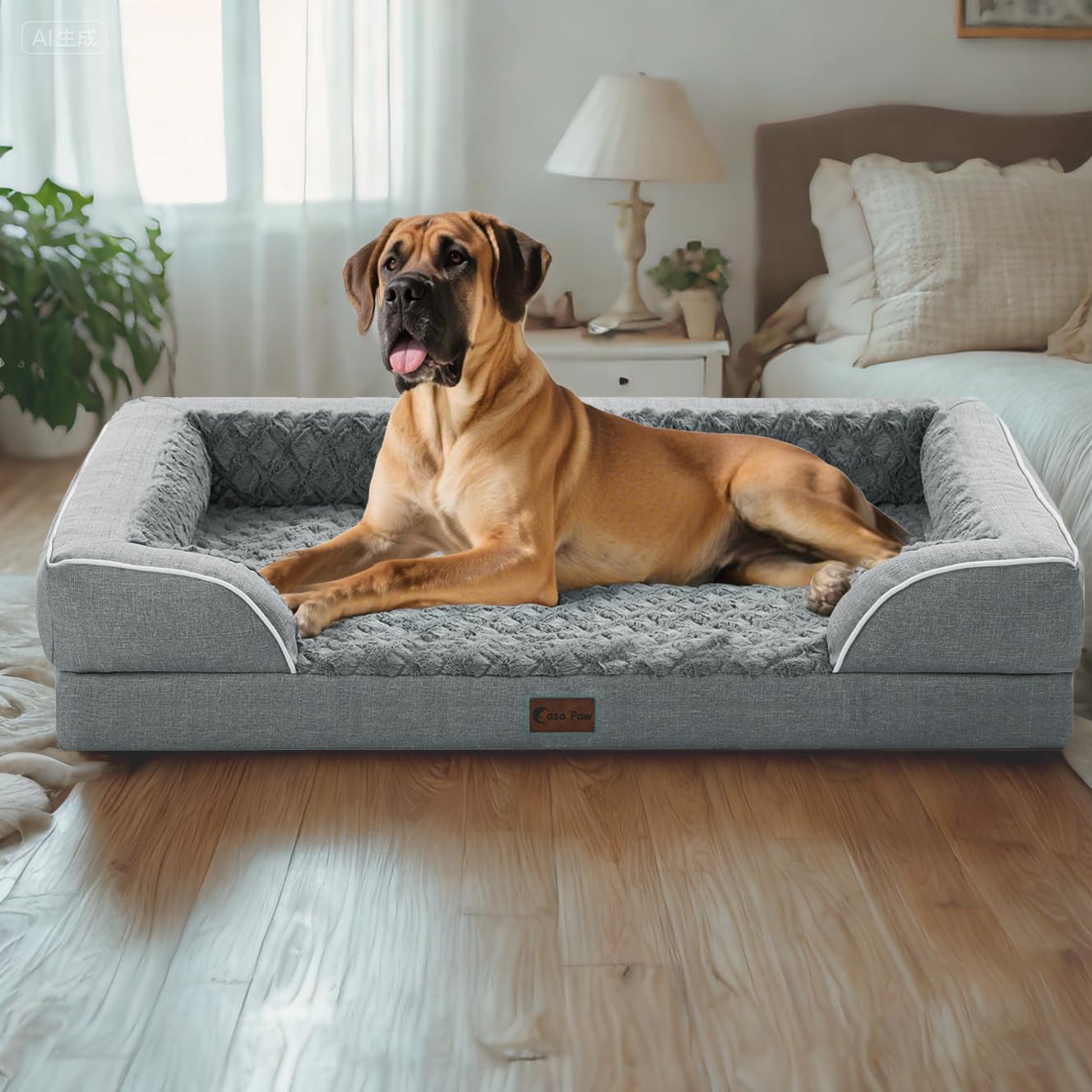 Casa Paw bed size 45x35 with large sleep surface 31x37 inches.