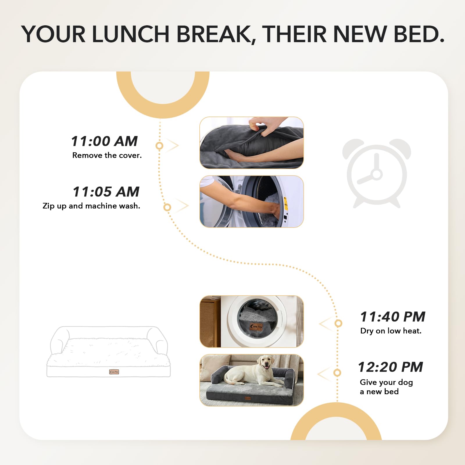 Casa Paw non-slip bottom helps keep the bed in place during energetic naps.