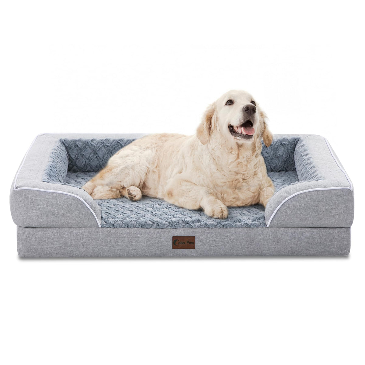 Casa Paw orthopedic dog bed front view—supportive lounge for large breeds.