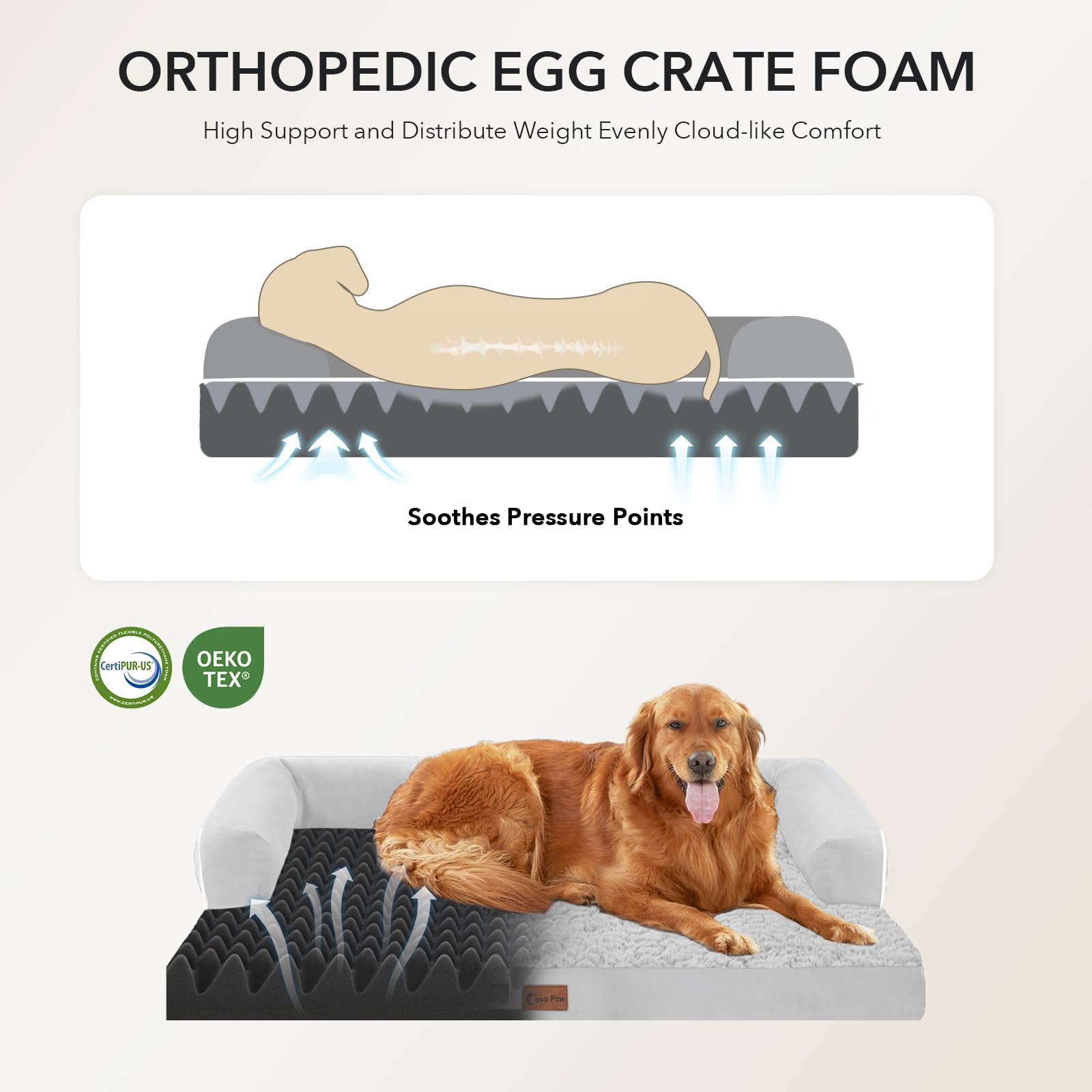 Casa Paw waterproof cover on bed highlighting easy-clean surface and spill protection.