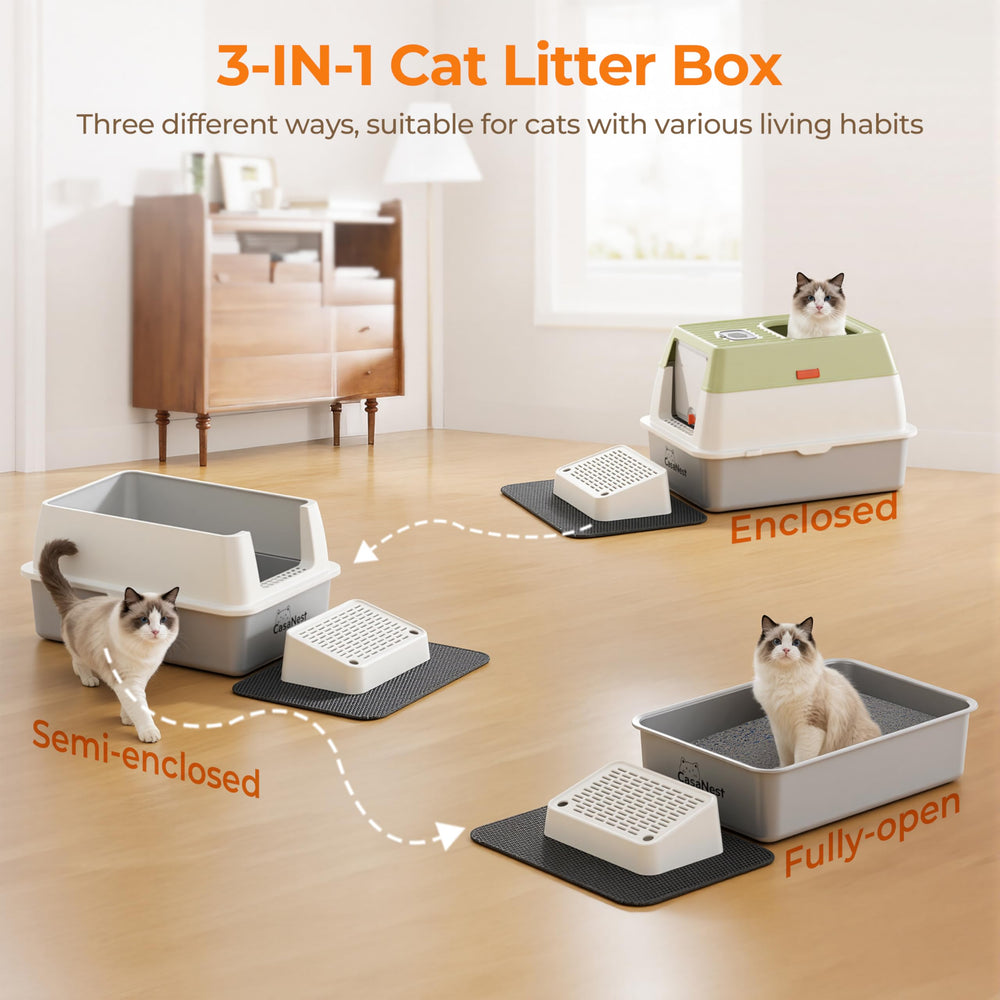 CasaNest 82L capacity litter box provides space for large cats.