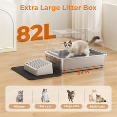 CasaNest stainless-steel cat litter box semi-open design balances ventilation and containment.