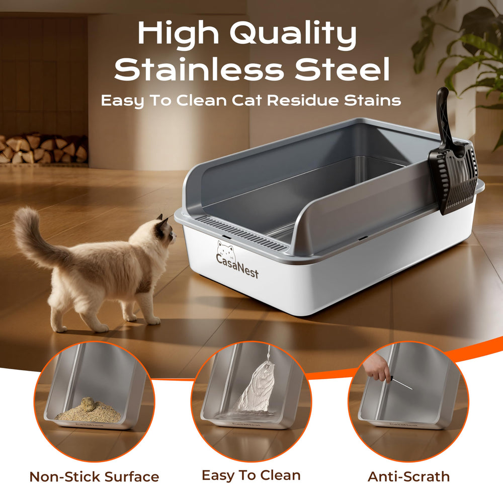 CasaNest XXXL high sides prevent leaks and keep litter contained.