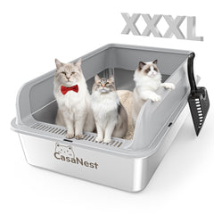 CasaNest XXXL litter box front view showing extra large footprint for big cats
