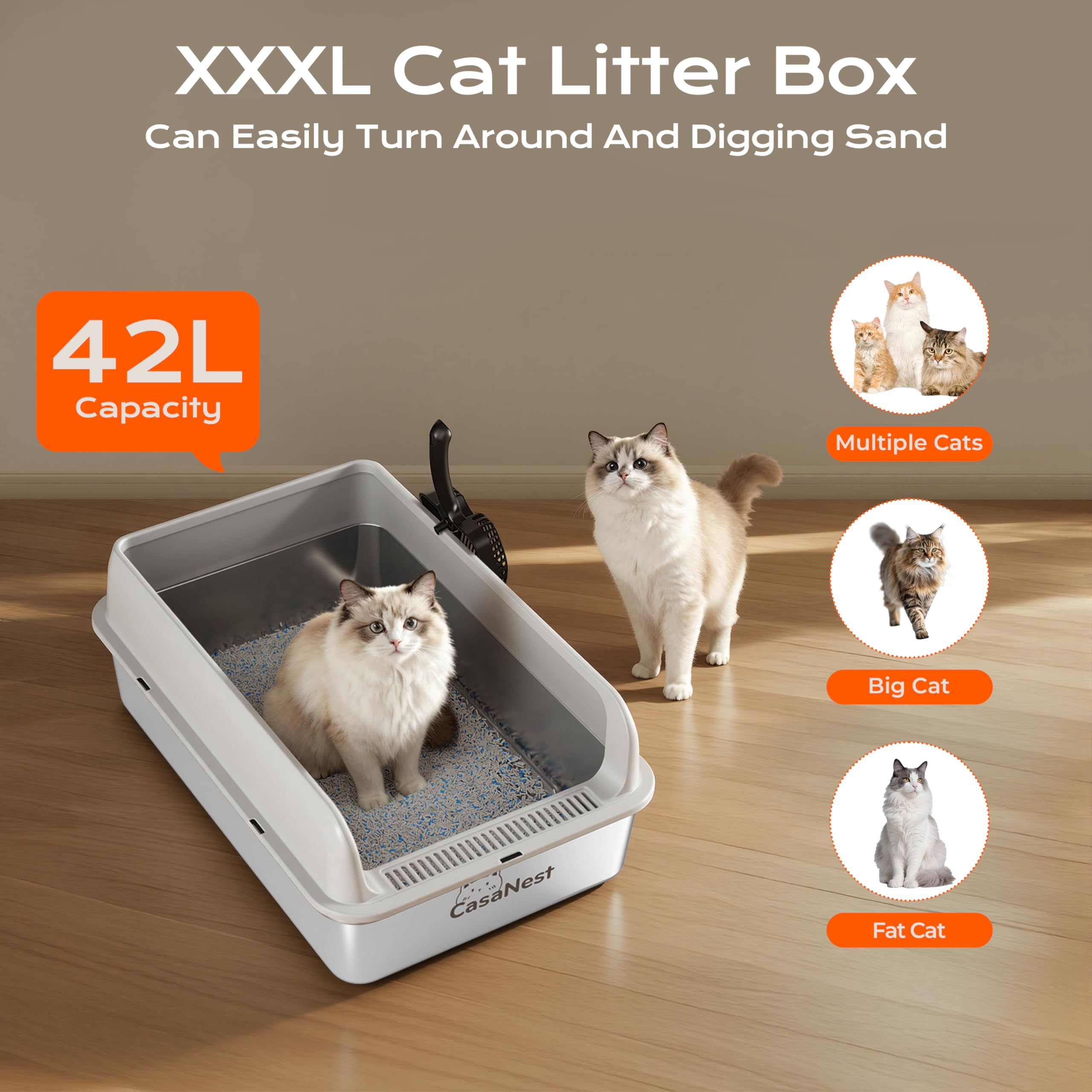 CasaNest XXXL litter box top view highlighting low-entry access