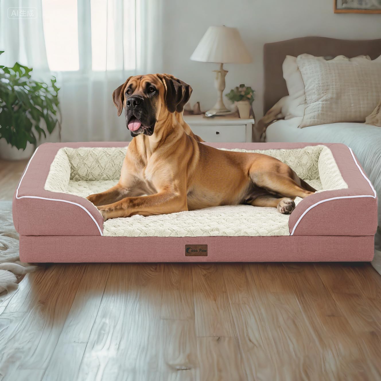 Casa Paw four-sided bolster creates secure snuggling positions.