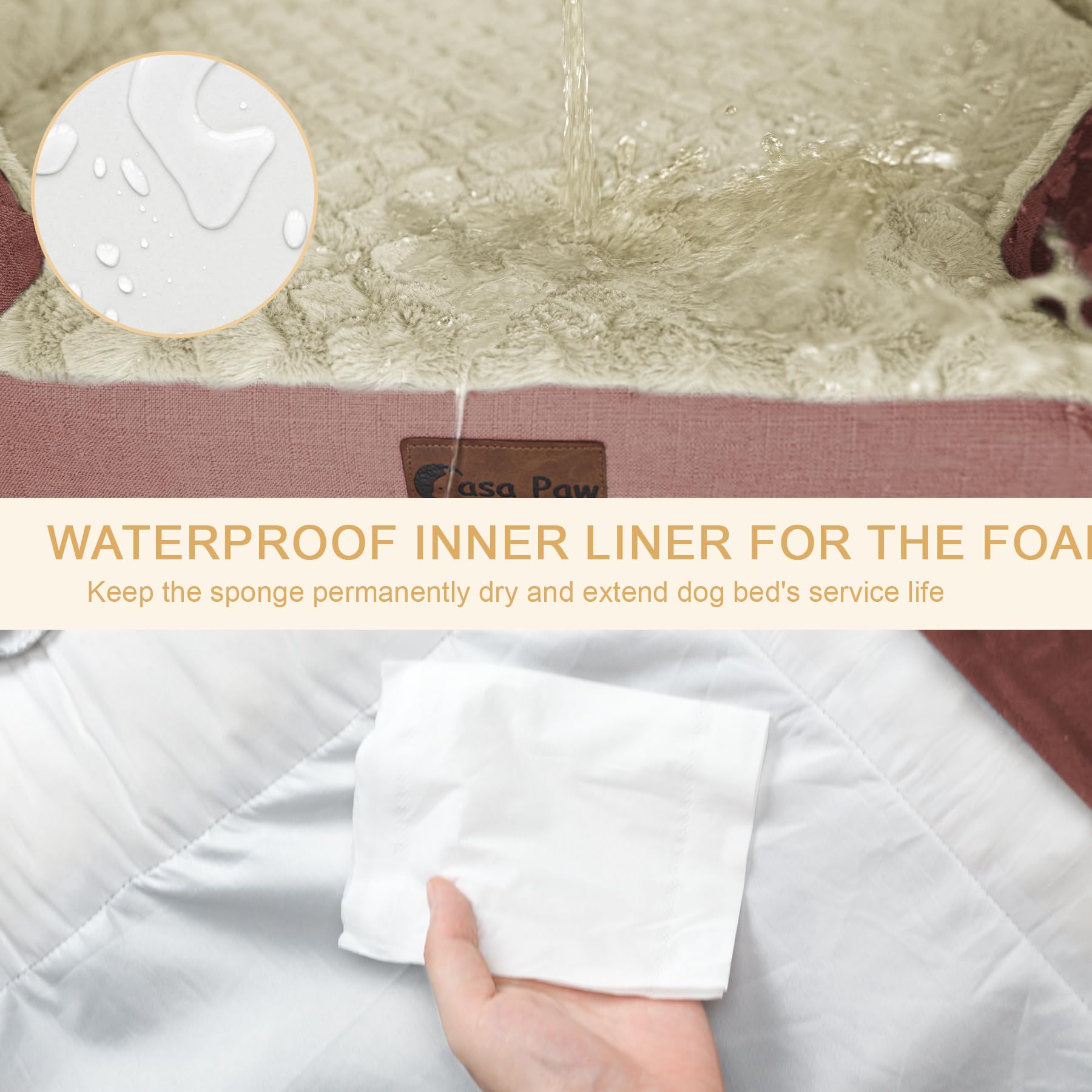 Casa Paw egg crate foam layer distributes weight for cozy comfort.