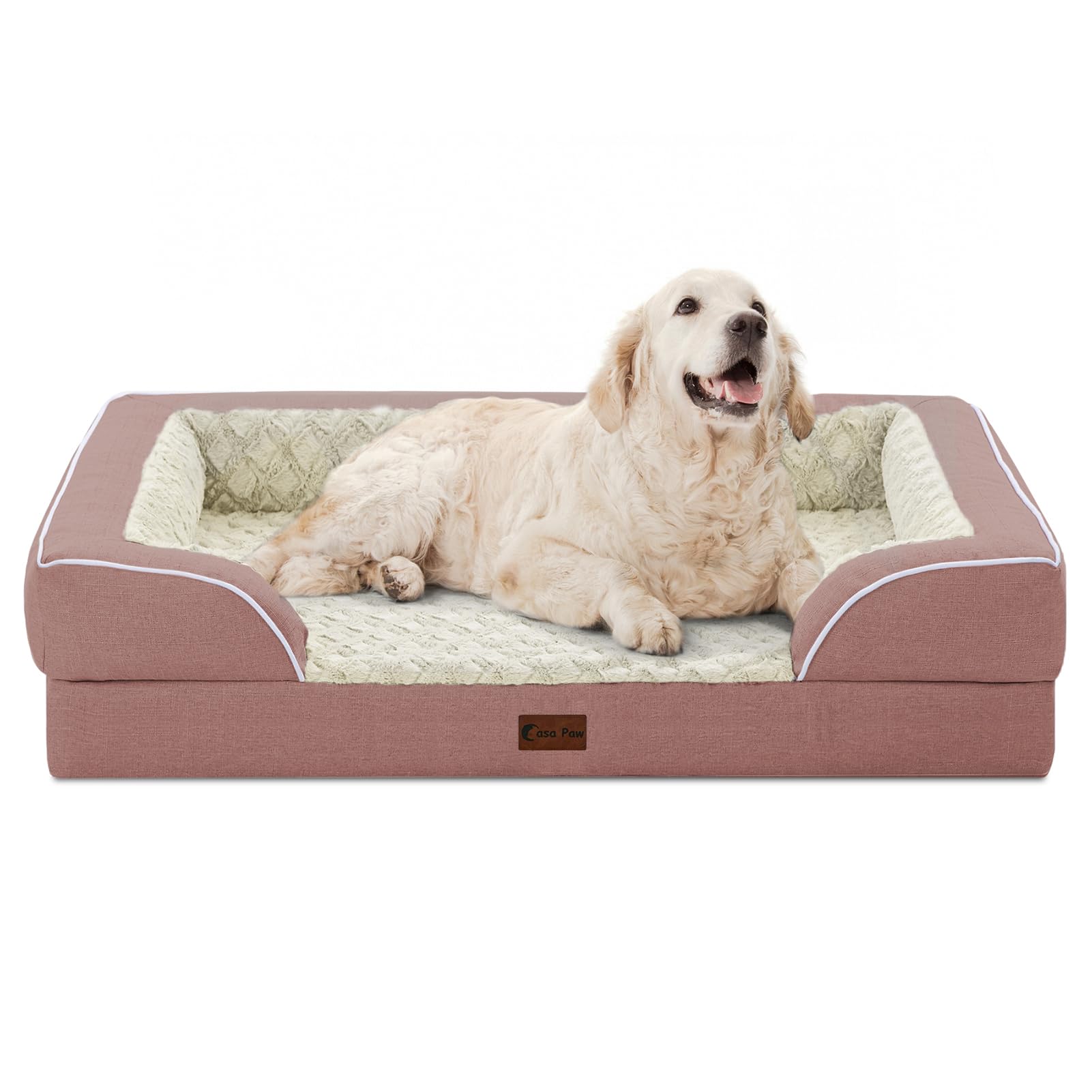 Casa Paw orthopedic bed XL 42x30 shows size for large dogs up to 80 lbs.