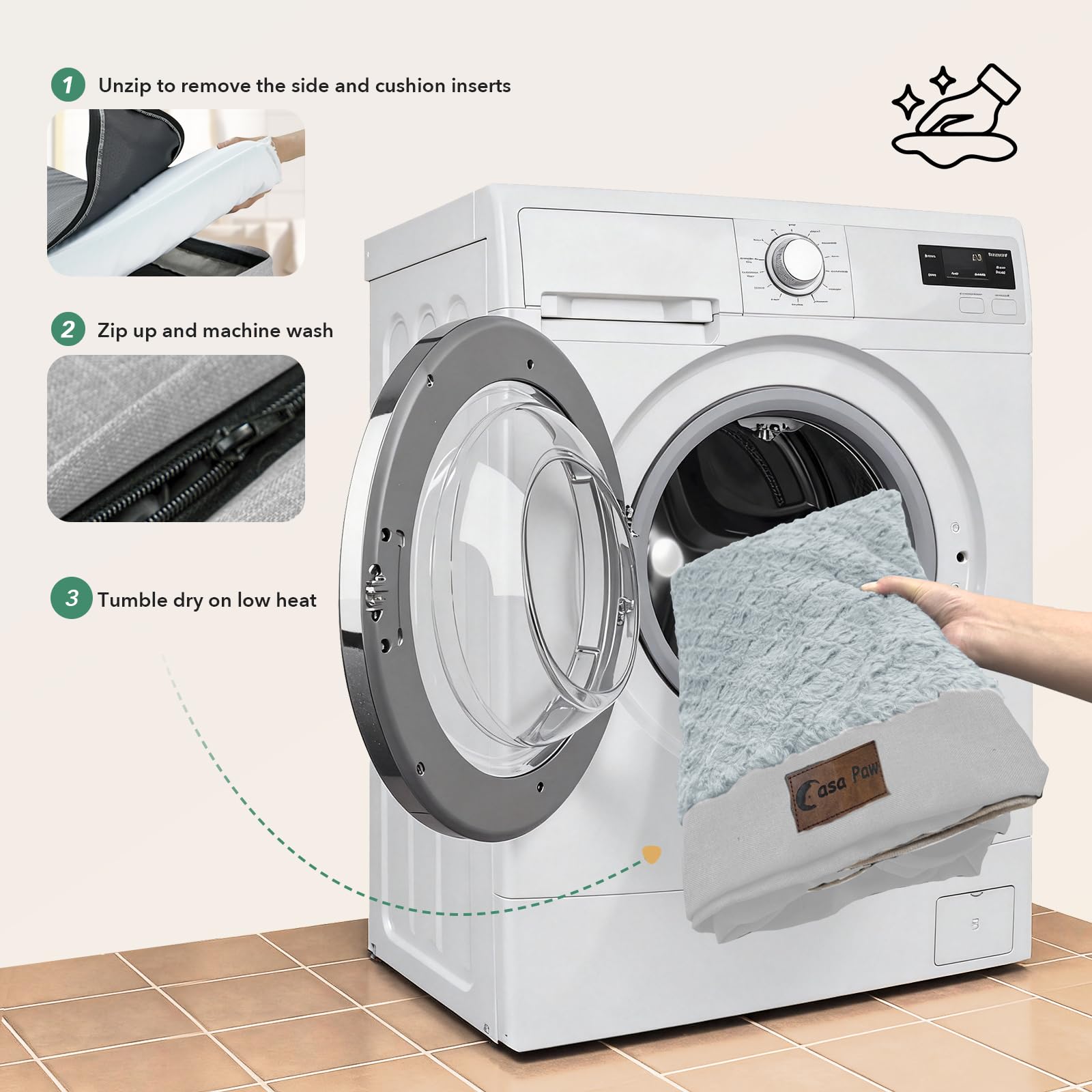 Casa Paw non-slip bottom design keeps the bed in place during use