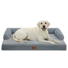 Casa Paw orthopedic xl dog bed front view in grey for spacious lounging and big-dog comfort