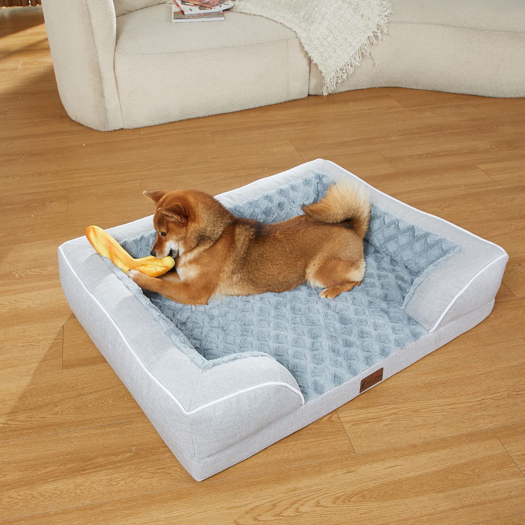 Casa Paw plush velvet surface offers soft comfort for calm naps