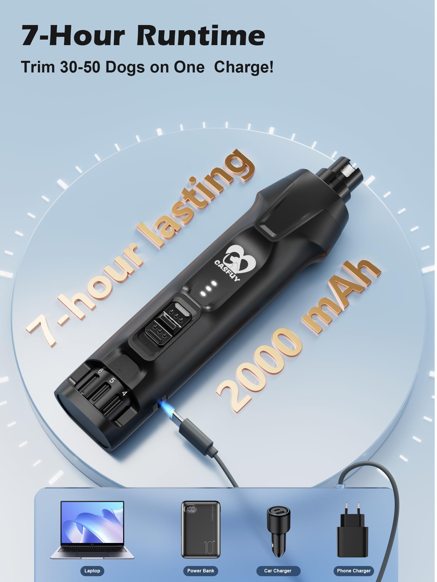 Casfuy 7-hour runtime powers long grooming sessions on one charge