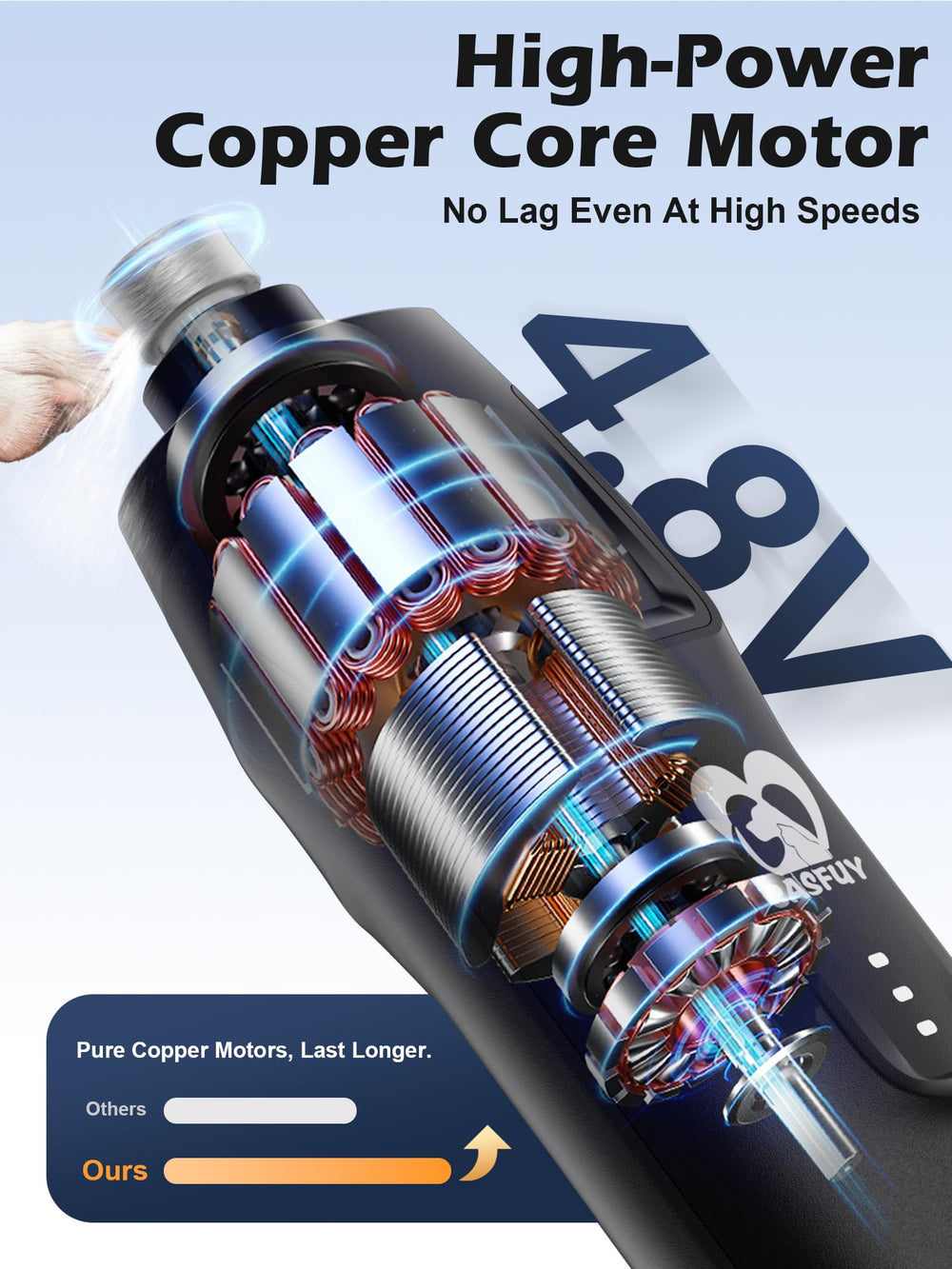 Casfuy copper-core motor delivers steady power for thick nails