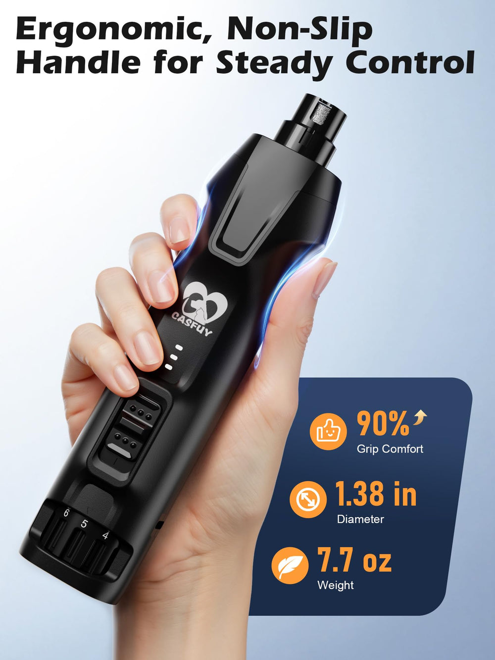 Casfuy ergonomic, non-slip handle for comfortable control