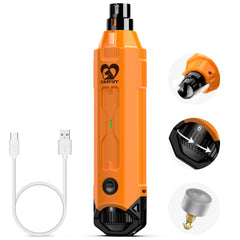 Casfuy 6-speed dog nail grinder front view in orange for precise at-home trimming.