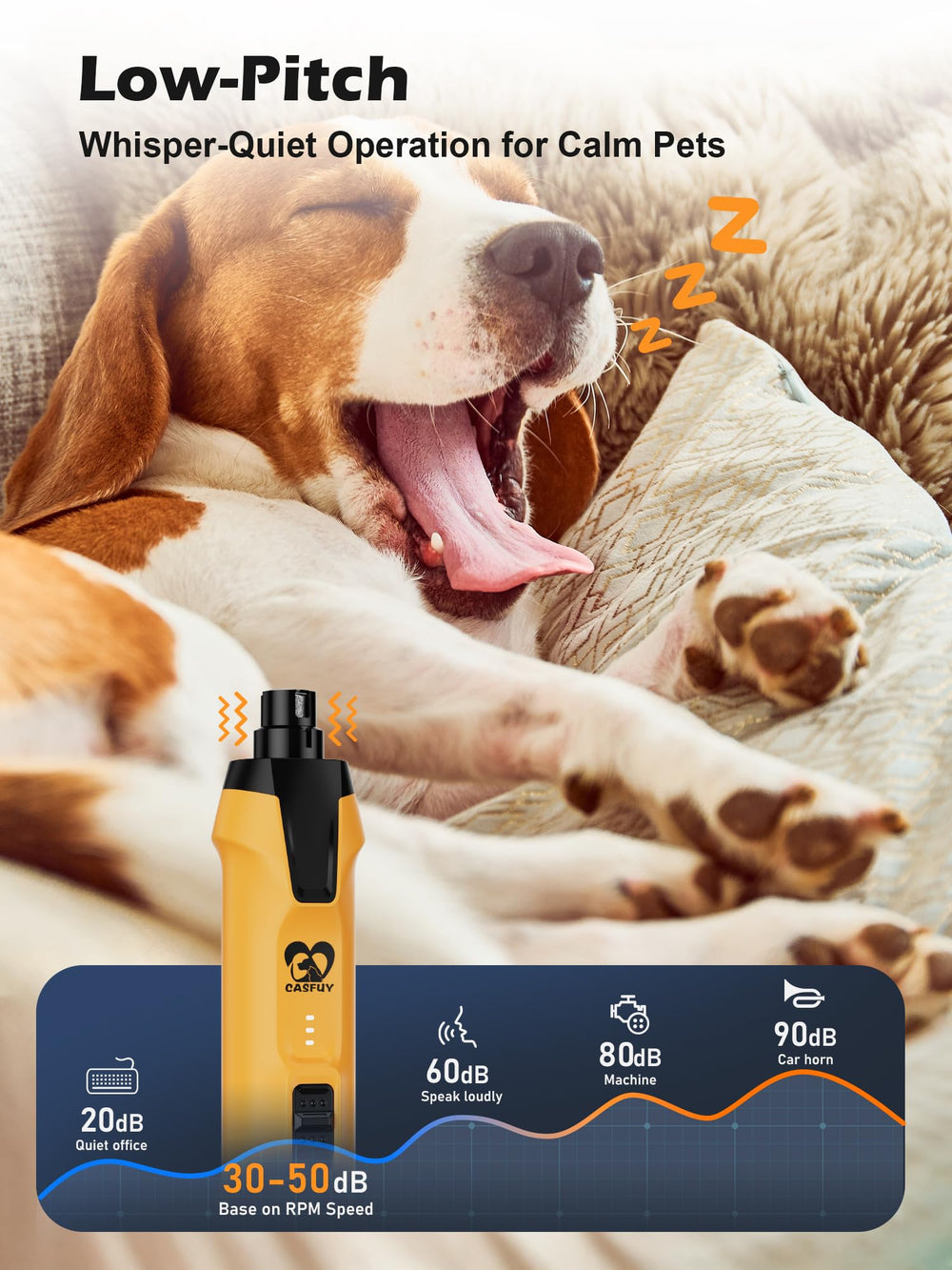 Casfuy 7-hour runtime powered by 2000mAh battery for long sessions