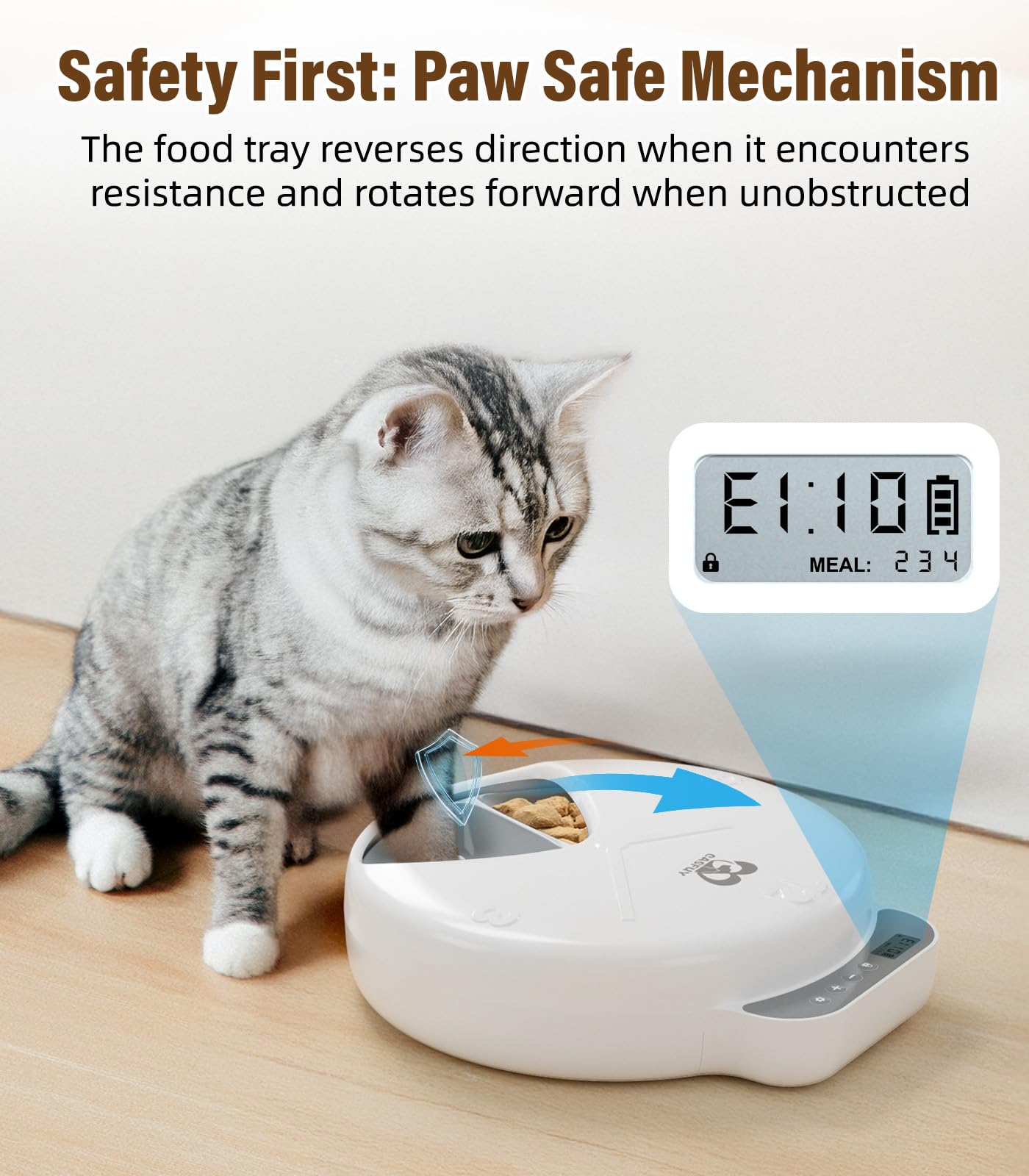 Casfuy feeder supports wet and dry food for versatile meals.