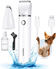 Casfuy cordless dog paw trimmer with double blades for precise paw trimming.