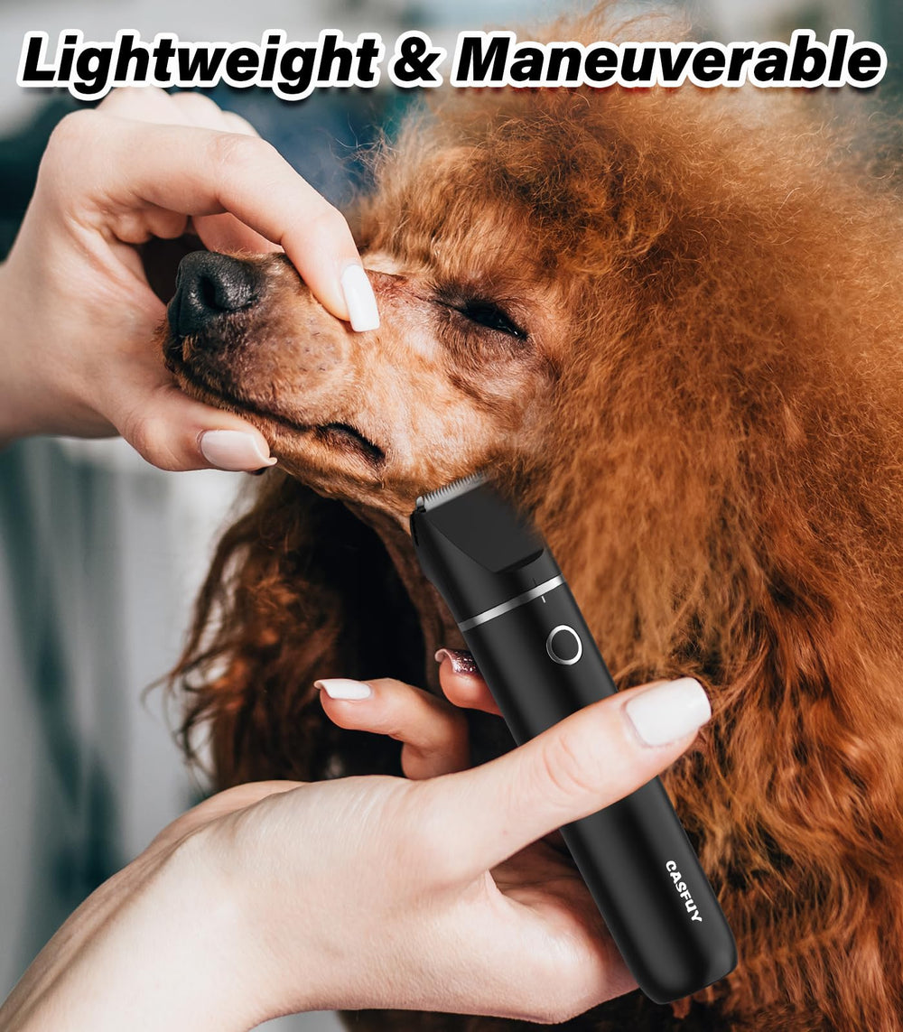 Casfuy cordless dog paw trimmer USB charging enables grooming anywhere with a power source.