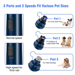 Casfuy dog nail grinder offers 2-speed adjustment for different nail types.