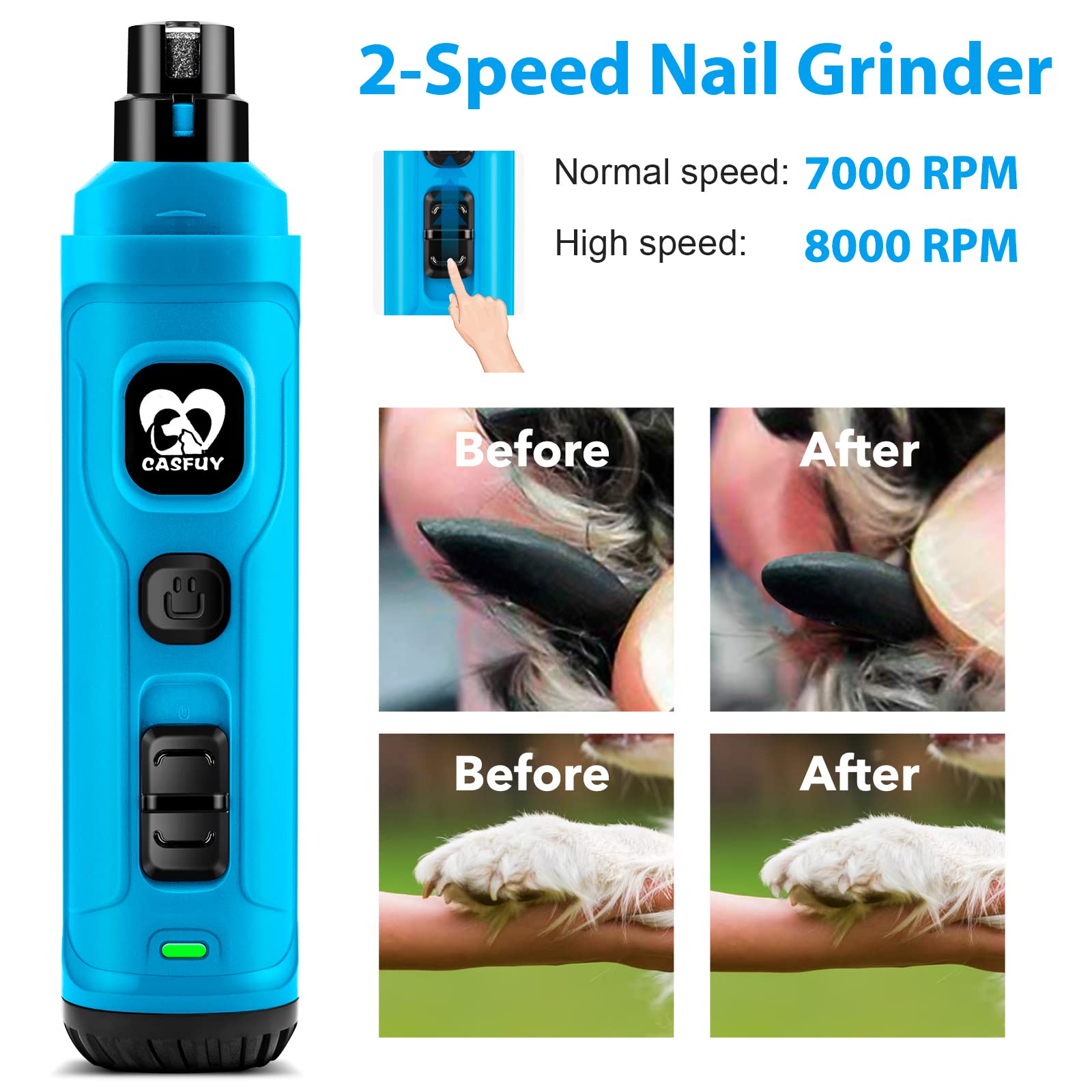 Casfuy includes 3 grinding ports for small, medium, or large dogs