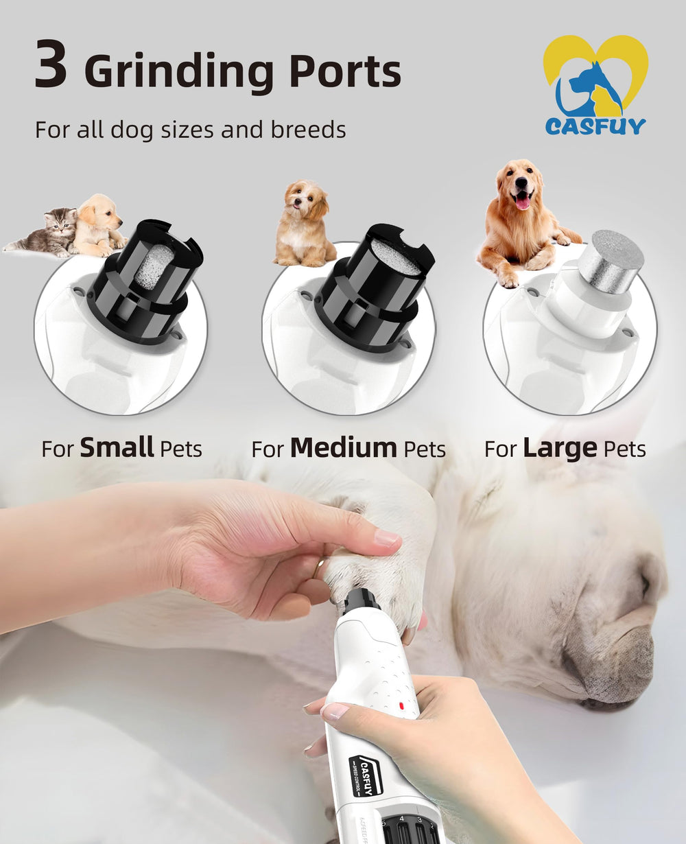 Casfuy nail grinder with 3 ports enables small, medium, and large nails.