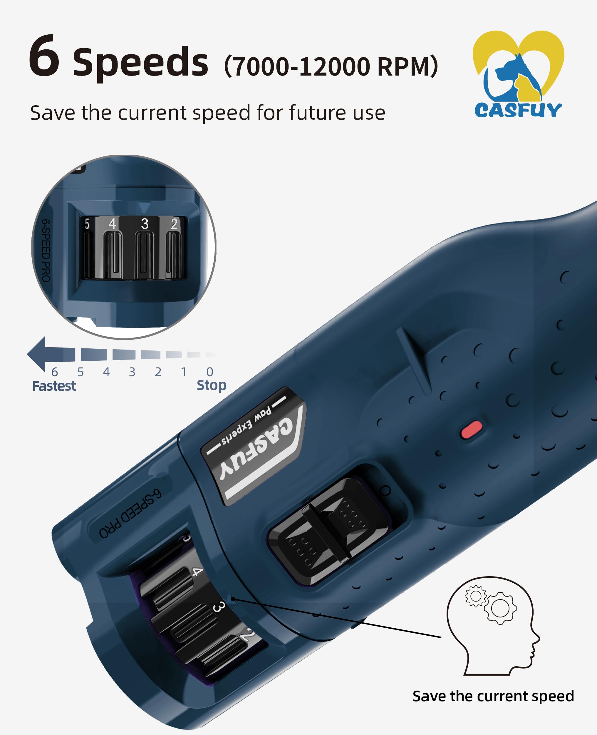Casfuy 6-speed dial enables precise control for pets.