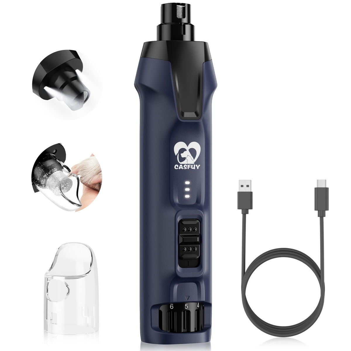 Casfuy dog nail grinder 6 speed for smooth at home trimming