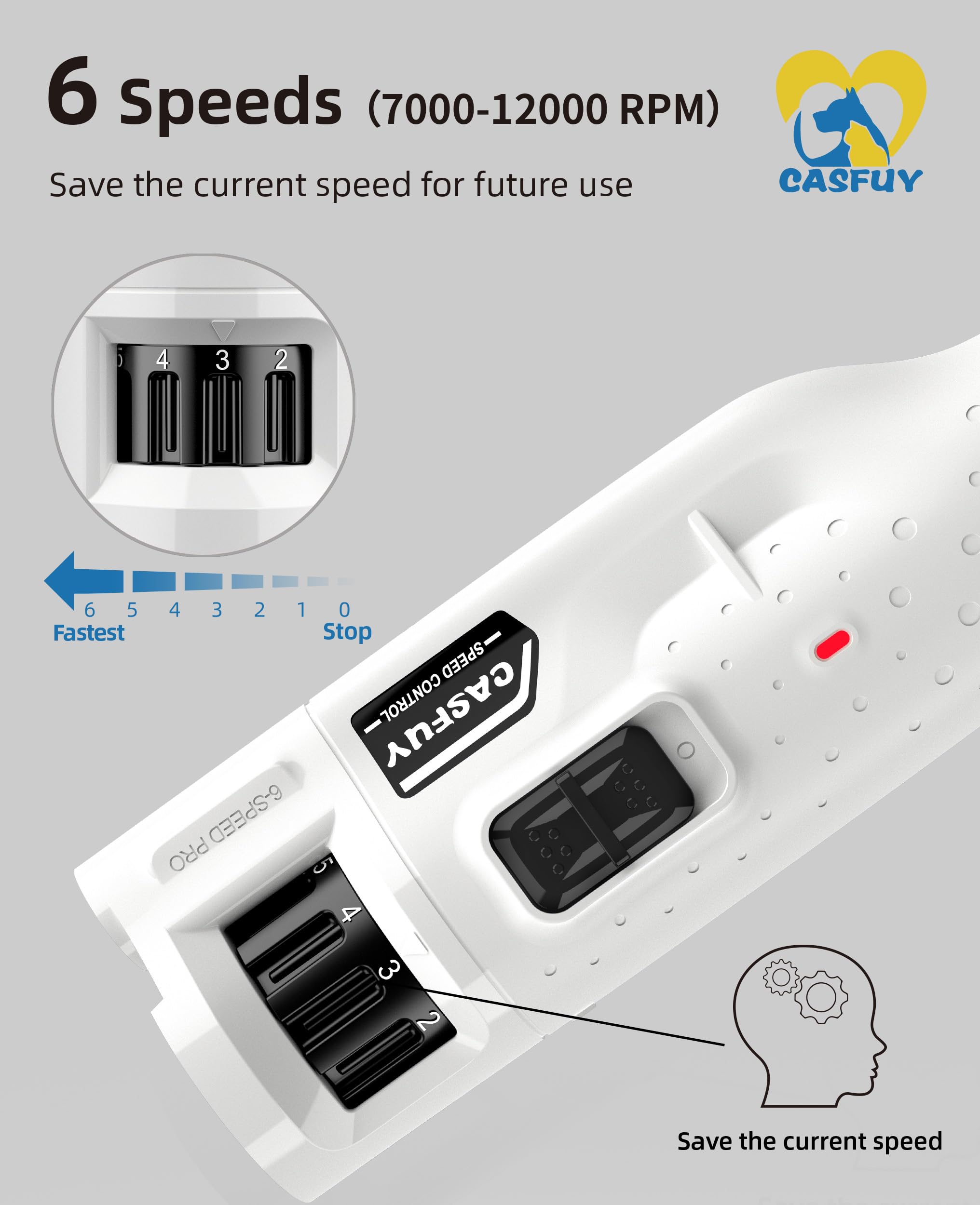 Casfuy 6-speed nail grinder provides precise control for any nail size.