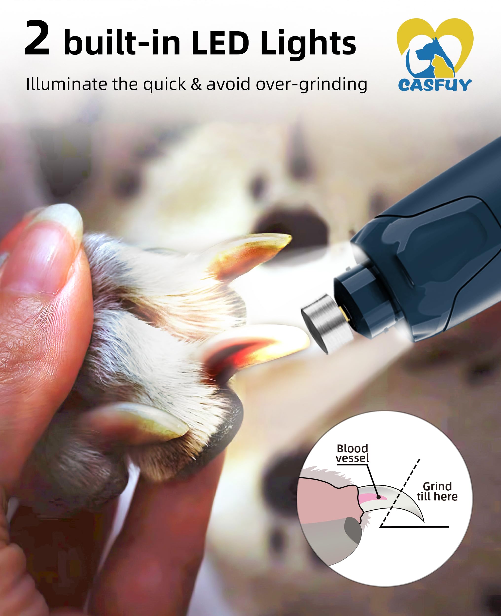 Casfuy LED lights provide visibility for safe trimming.