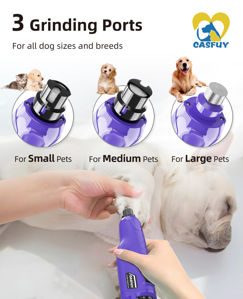 Casfuy dog nail grinder-led-lights image shows dual LEDs illuminating nails for precise trimming