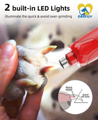 Casfuy dog nail grinder LED lights improve visibility to avoid over-trimming