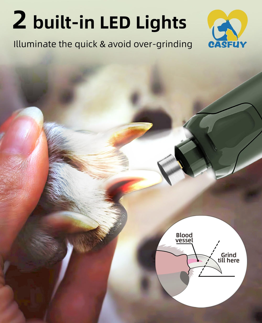 Casfuy dog nail grinder medium port shows versatility for mid-size nails.