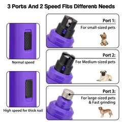 Casfuy grinder with three ports supports small, medium, and large nails