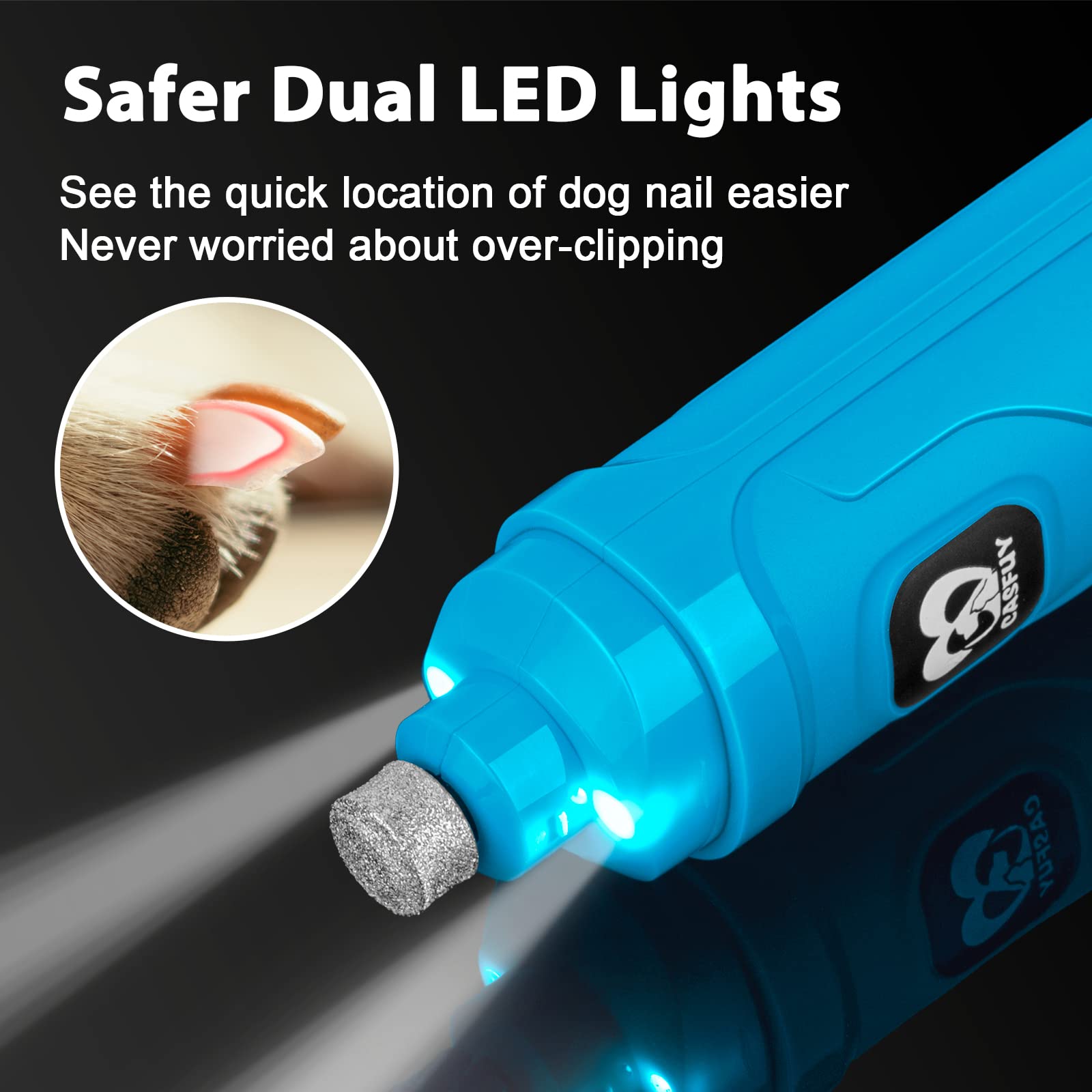 Casfuy nail grinder's powerful motor delivers faster grinding for efficient grooming