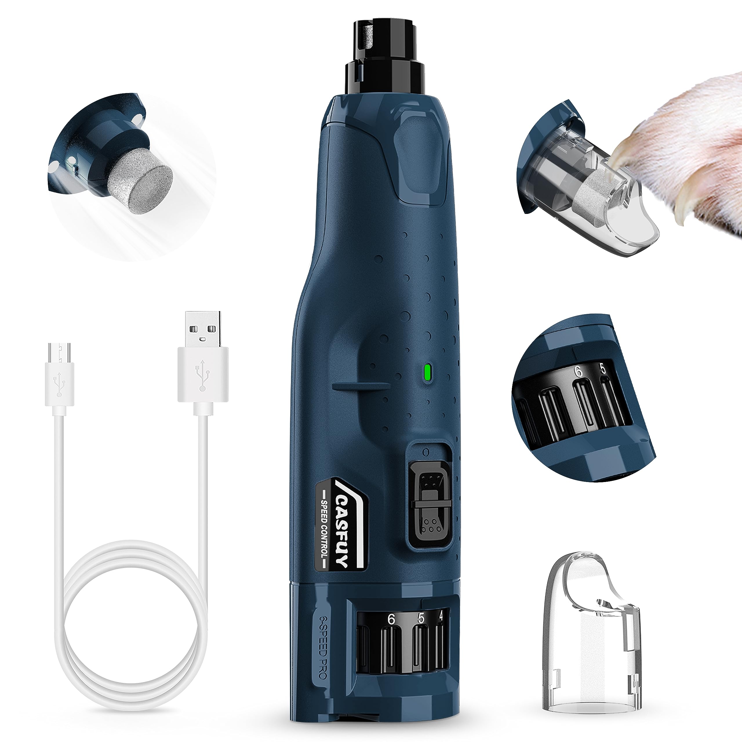 Casfuy dog nail grinder quiet 45db in use for calm grooming.