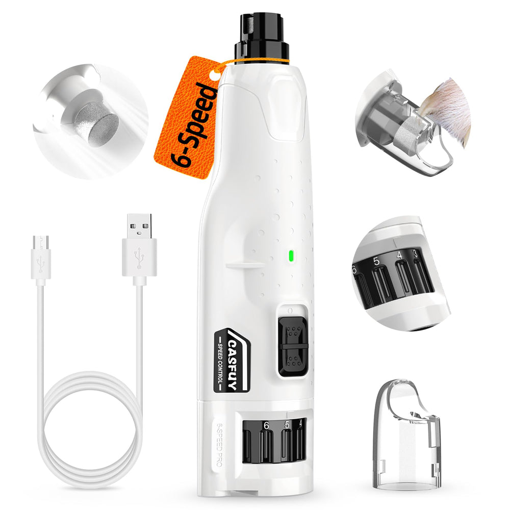 Casfuy dog nail grinder quiet operation reduces pet stress during grooming.