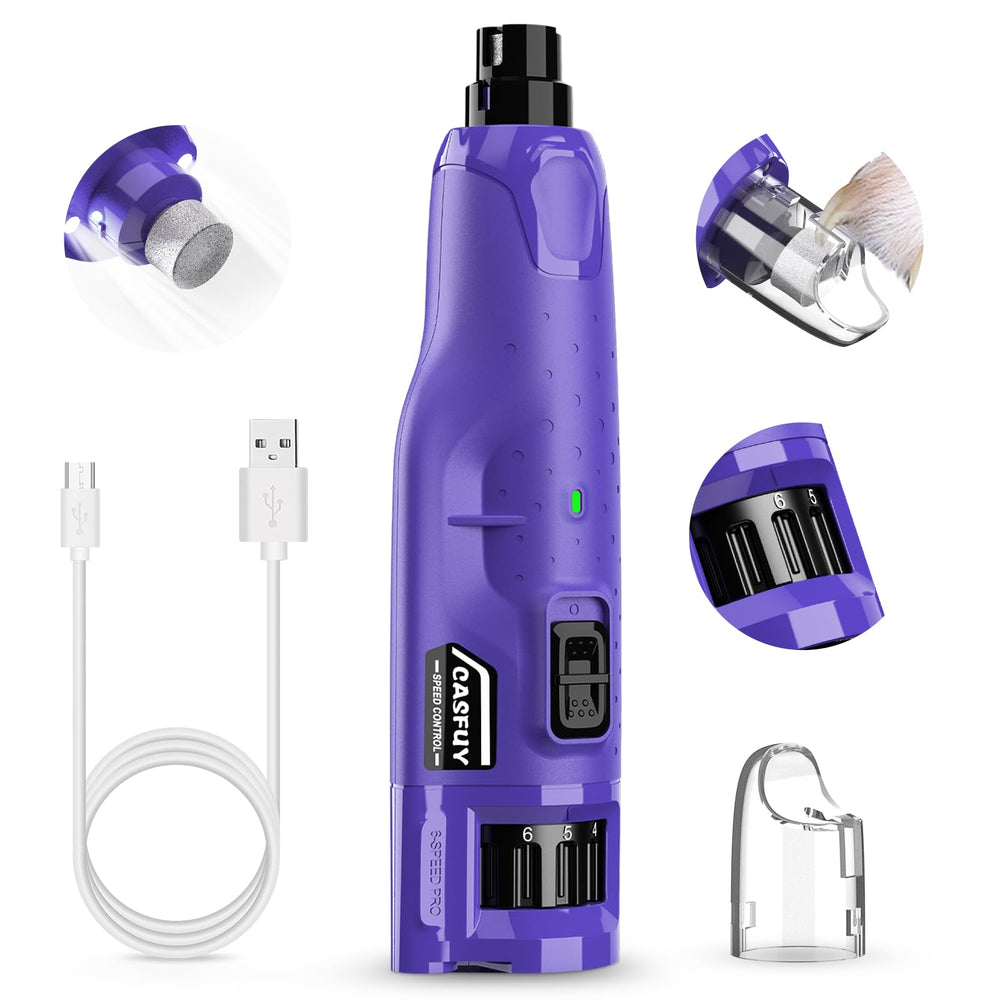 Casfuy dog nail grinder quiet image shows gentle performance for anxious dogs at whisper-quiet operation